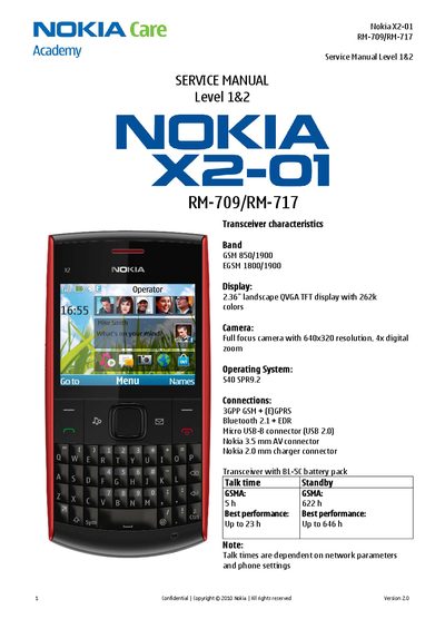 Nokia X2-01 Service Manual Level 1&amp;2