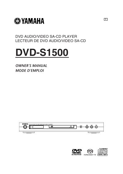 Yamaha DVD-S1500 DVD Audio/Video SA-CD Player User Manual - cover page