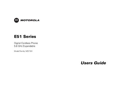 Motorola E51 Digital Cordless Phone User Manual - cover page