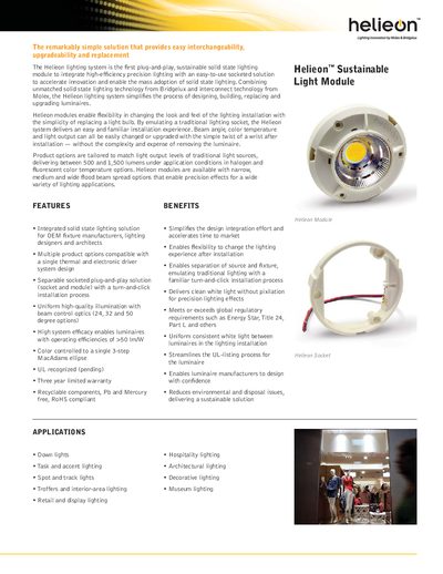 Molex Helieon Sustainable Light Module Product Leaflet - cover page