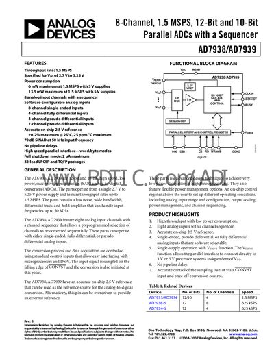 Analog Devices AD7938/AD7939 Datasheet - cover page