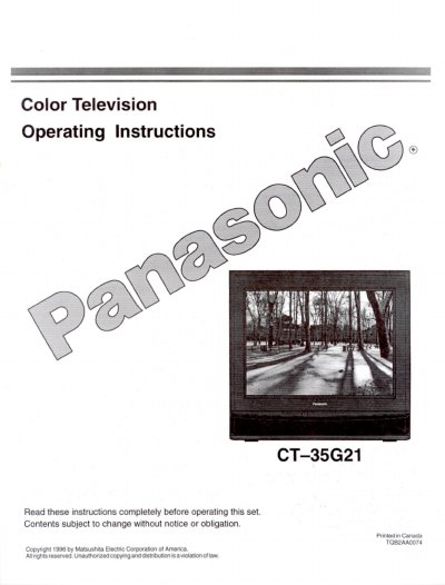 Panasonic CT-35G21 Color Television Operating Instructions - cover page