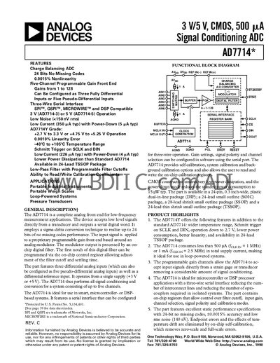 Analog Devices AD7714 Datasheet - cover page