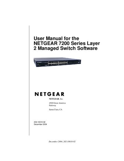 Netgear 7200 Series Layer 2 Managed Switch User Manual - cover page