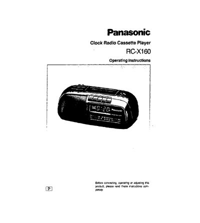 Panasonic RC-X160 Clock Radio Cassette Player Operating Instructions - cover page
