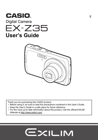 CASIO EX-Z35 User's Guide - cover page