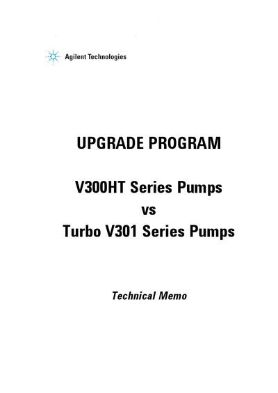 Agilent V300HT and Turbo V301 Series Pumps Technical Memo - cover page