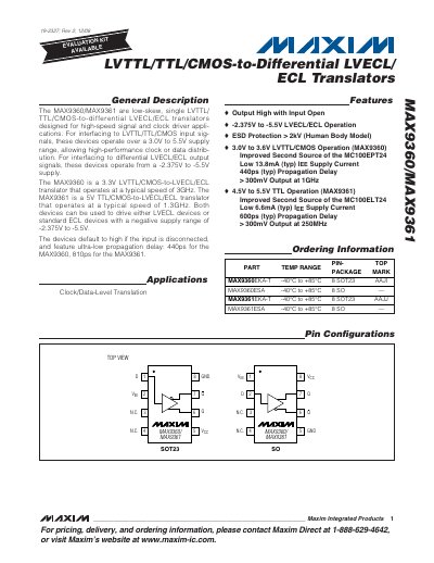 Maxim MAX9360/MAX9361 Datasheet - cover page