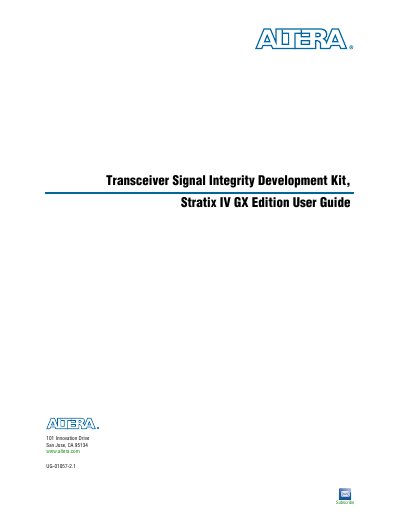 Altera Stratix IV GX Transceiver Signal Integrity Development Kit User Guide - cover page