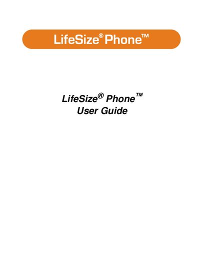 LifeSize Phone User Guide - cover page