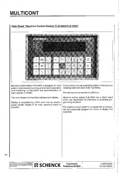 SCHENCK FLB 0400/FLB 0053 Data Sheet - cover page