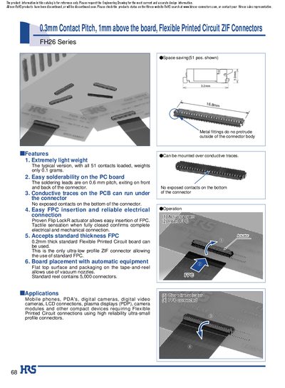 Hirose FH26 Series ZIF Connector User Manual - cover page