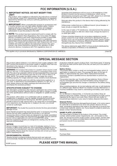 Yamaha WK99420 User Manual - cover page
