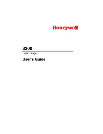 Honeywell 3200 Linear Imager User Guide - cover page