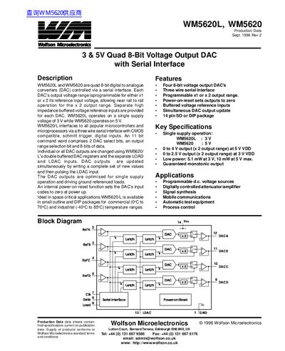 Wolfson Microelectronics WM5620L/WM5620 Datasheet - cover page