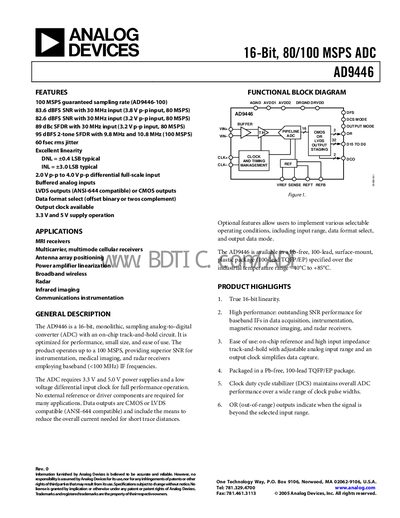 Analog Devices AD9446 Datasheet - cover page