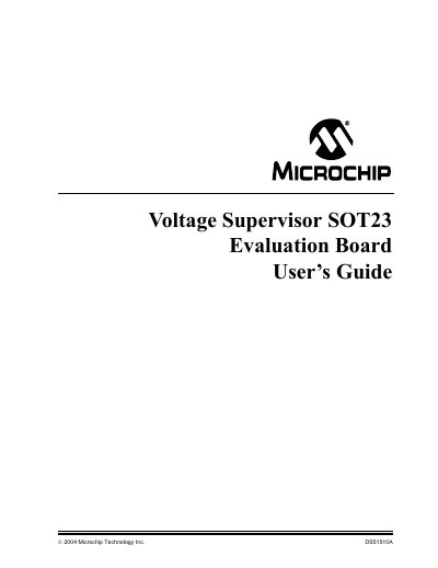 Microchip Voltage Supervisor SOT23 Evaluation Board User's Guide - cover page