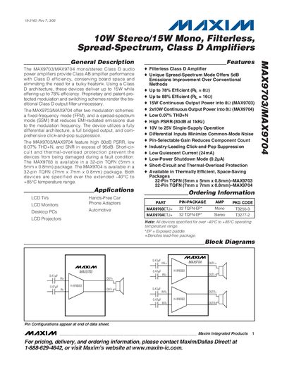 Maxim MAX9703/MAX9704 Datasheet - cover page