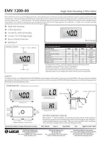 Lascar EMV 1200-40 Single Hole Mounting 2-Wire Meter User Manual - cover page
