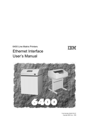 IBM 6400 Ethernet Interface User Manual - cover page