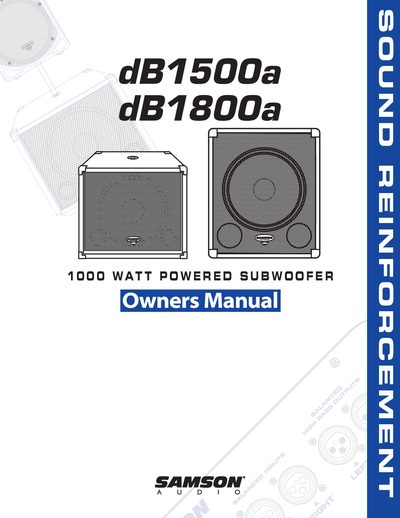 Samson DB1500A/DB1800A Powered Subwoofer User Manual - cover page