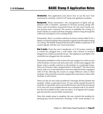 Parallax BASIC Stamp II Application Notes - cover page