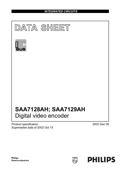 Philips SAA7128AH/SAA7129AH Digital Video Encoder Datasheet - cover page