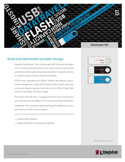 Kingston DataTraveler 109 Product Leaflet