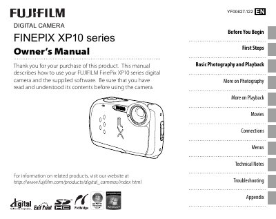 Fujifilm FinePix XP10 Series User Manual - cover page