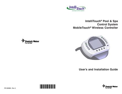 Pentair MobileTouch Wireless Controller User and Installation Guide - cover page