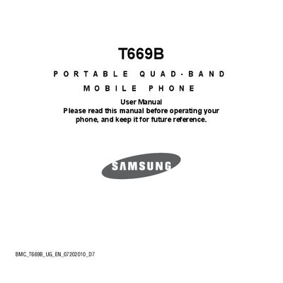 Samsung T669B Mobile Phone User Manual - cover page