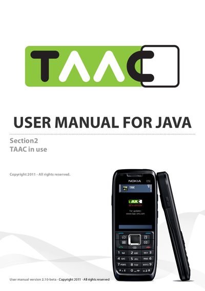 TAAC Java User Manual - cover page