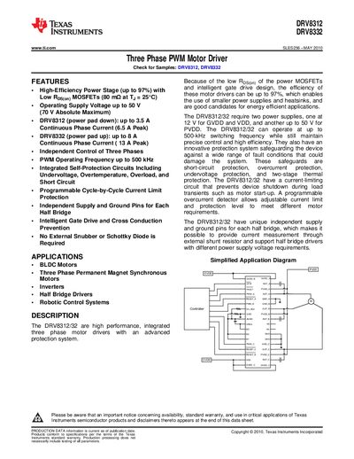 Texas Instruments DRV8312/DRV8332 Datasheet - cover page