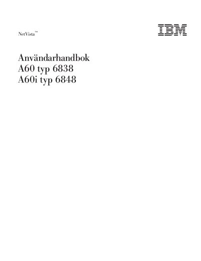 IBM NetVista A60 (type 6838) and A60i (type 6848) User Manual - cover page