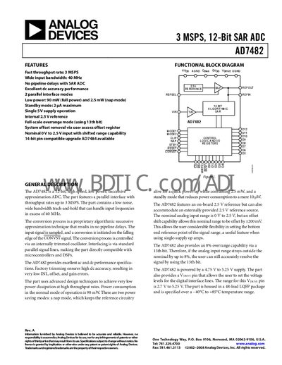 Analog Devices AD7482 Datasheet - cover page
