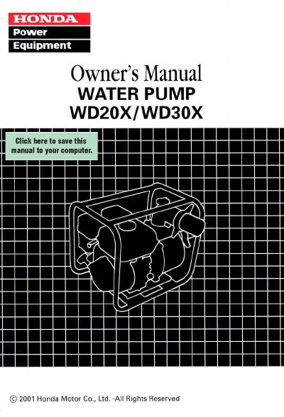 Honda WD20X/WD30X Water Pump Owner's Manual - cover page