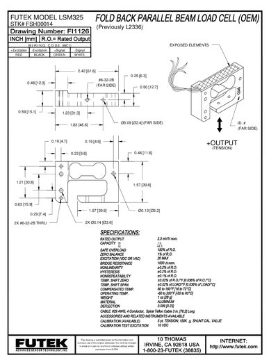FUTEK LSM325 Fold Back Parallel Beam Load Cell Datasheet - cover page