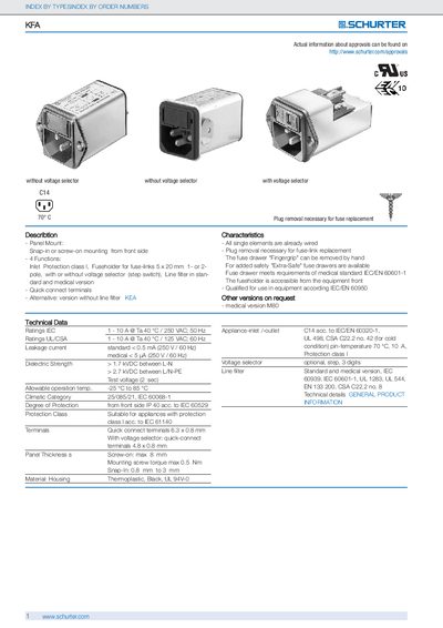 Schurter KFA Product Handbook - cover page