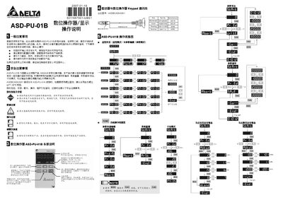 Delta ASD-PU-01B Digital Keypad Display User Manual - cover page