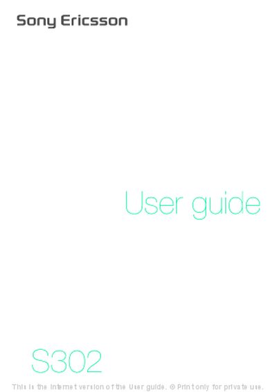 Sony Ericsson S302 User Guide - cover page