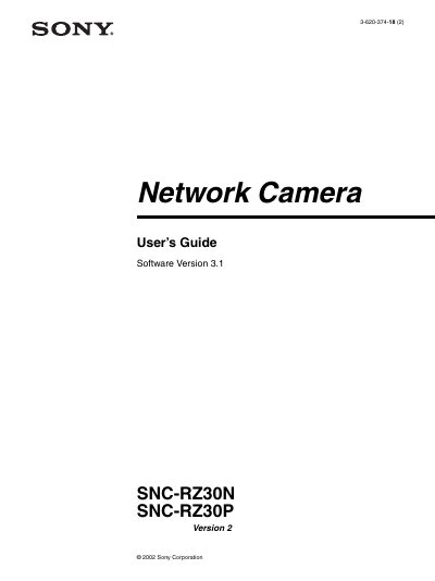 Sony SNC-RZ30N/RZ30P Network Camera User Guide