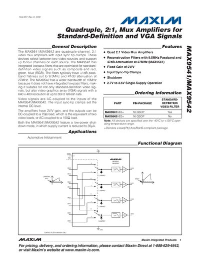 Maxim MAX9541/MAX9542 Datasheet - cover page