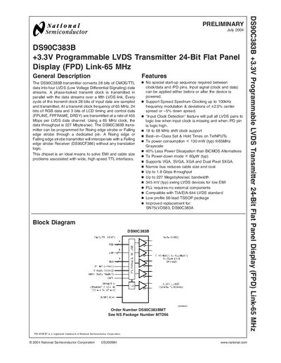 National Semiconductor DS90C383B Datasheet - cover page