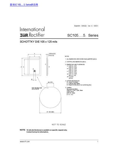International Rectifier SC105.....5. Series Schottky Die Datasheet - cover page