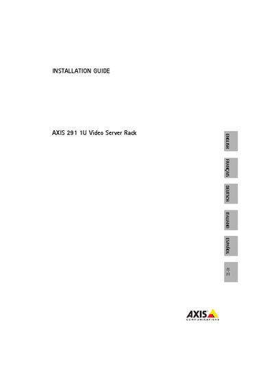 Axis 291 1U Video Server Rack Installation Guide - cover page