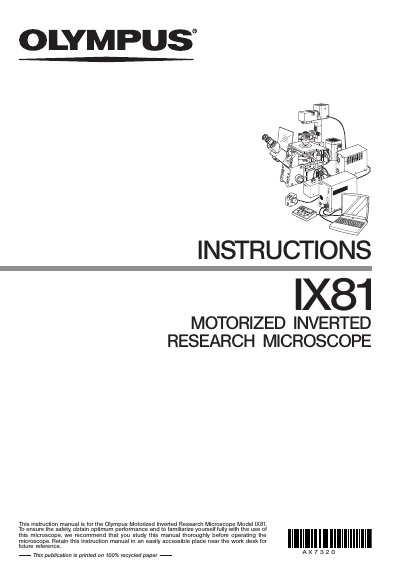 Olympus IX81 Microscope User Manual