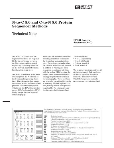 HP 241 N-to-C and C-to-N Sequencer Methods Technical Note - cover page