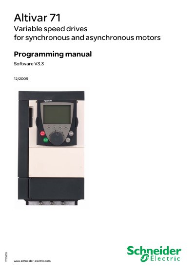Schneider Electric Altivar 71 Programming Manual - cover page