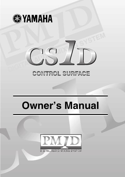 Yamaha CS1D Control Surface Owner's Manual