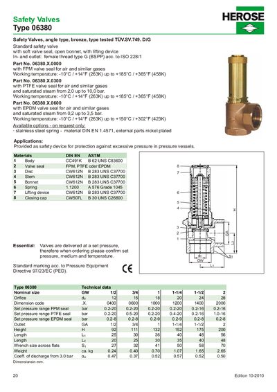 HEROSE Type 06380 Safety Valve Datasheet - cover page